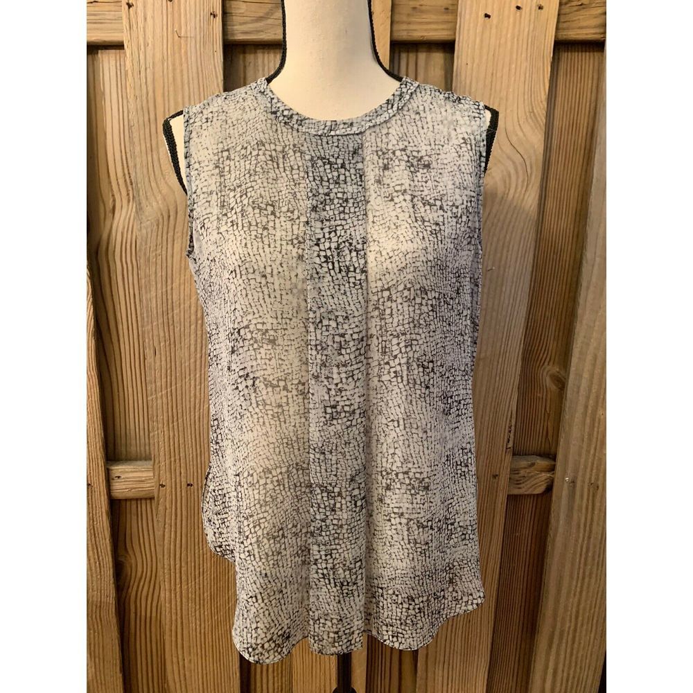 VINCE CAMUTO Semi Sheer Black White Tank